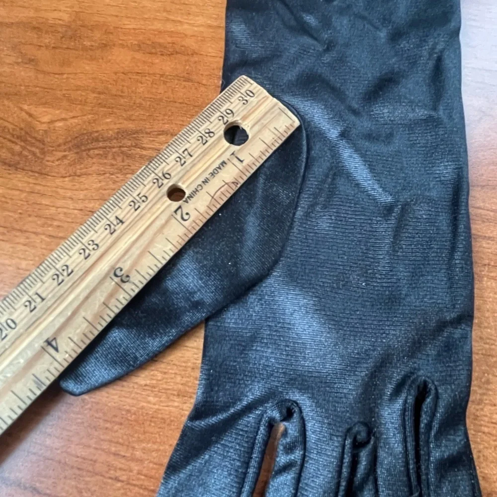 Long Black Nylon Gloves Opera Size UNI